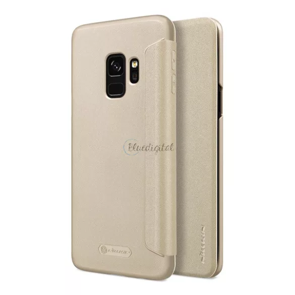 HUSĂ! - Protectie de telefon din plastic NILLKIN SPARKLE (FLIP cu efect de piele, deschidere laterala) GOLD Samsung Galaxy S9 (SM-G960)