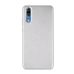   HUSĂ! - Protectie de telefon din silicon (model carbon) SILVER Huawei P20