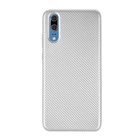 Protectie de telefon din silicon (model carbon) SILVER Huawei P20