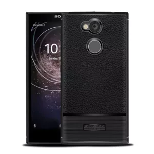 HUSĂ! - Protectie din silicon pentru telefon (rezistenta medie la impact, efect piele, periata) NEGRU Sony Xperia L2 (H4311)