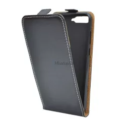   HUSĂ! - Husa in picioare, efect piele (FLIP, deschidere in jos, suport din silicon) NEGRU Huawei Y6 (2018)