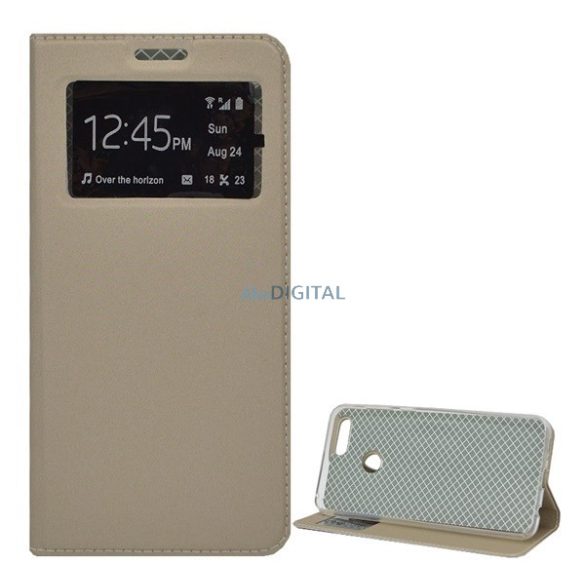 Husă stativă cu efect de piele (FLIP, deschidere laterală, desktop, View Window) GOLD Honor 7X (2017)