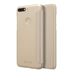   HUSĂ! - NILLKIN SPARKLE plastic protecțiede telefon (microfibră efect piele FLIP, deschidere laterală) GOLD Huawei Y7 Prime 2018 (Y7 2018)