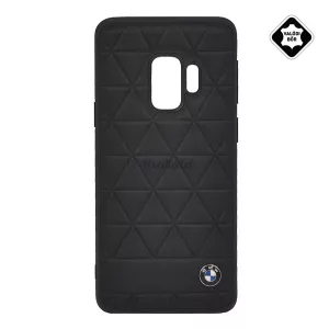 HUSĂ! - CG MOBILE BMW HEXAGON protectie telefon din plastic (acoperire din piele naturala, model triunghi) NEGRU Samsung Galaxy S9 (SM-G960)