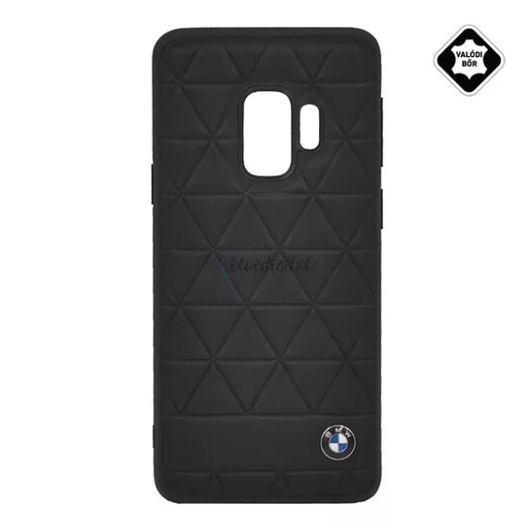 HUSĂ! - CG MOBILE BMW HEXAGON protectie telefon din plastic (acoperire din piele naturala, model triunghi) NEGRU Samsung Galaxy S9 (SM-G960)