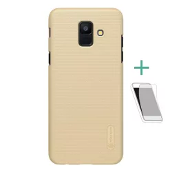   HUSĂ! - Protector de telefon din plastic NILLKIN SUPER FROSTED (cauciucat, suprafață aspră + folie de protecție a ecranului) GOLD Samsung Galaxy A6 (2018) SM-A600F