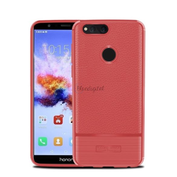 Protector de telefon din silicon (rezistenta la impact mediu, efect piele, periat) RED Honor 7X (2017)