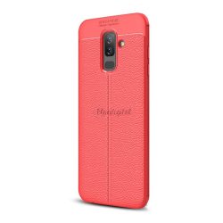   Protectie din silicon pentru telefon (rezistenta la impact mediu, efect piele, model de cusaturi) ROSU Samsung Galaxy A6+ (2018) SM-A605F