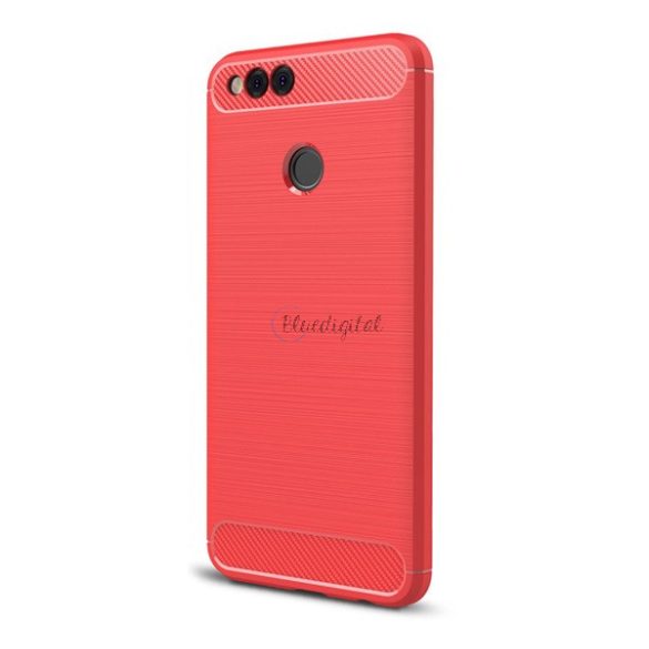 protecțiede telefon din silicon (rezistent la impact mediu, talon cu bule, periat, model carbon) PIROS Honor 7X (2017)