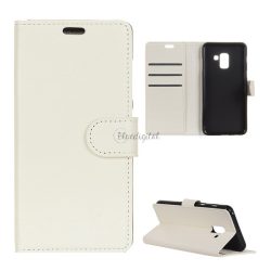   Husă în picioare, efect piele (FLIP, deschidere laterală, funcție de suport pentru desktop, premium) ALB Samsung Galaxy A6+ (2018) SM-A605F