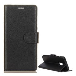   Husă stativă cu efect de piele (FLIP, deschidere laterală, desktop, premium) negru Samsung Galaxy A6+ (2018) SM-A605F