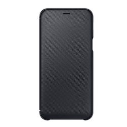   Husă SAMSUNG în picioare (FLIP activ, deschidere laterală, suport card bancar, model carbon) NEGRU Samsung Galaxy A6+ (2018) SM-A605F