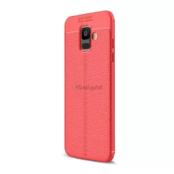   HUSĂ! - Protectie de telefon din silicon (rezistenta la impact mediu, efect piele, model de cusaturi) ROSU Samsung Galaxy A6 (2018) SM-A600F