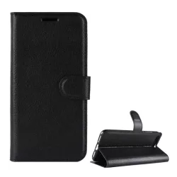   HUSĂ! - Carcasa in picioare, efect piele (FLIP, deschidere laterala, functie suport desktop, premium) NEGRU Huawei Y6 (2018)