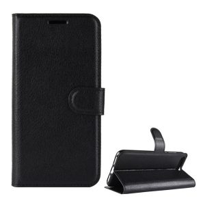 Carcasa in picioare, efect piele (FLIP, deschidere laterala, functie suport desktop, premium) NEGRU Huawei Y6 (2018)