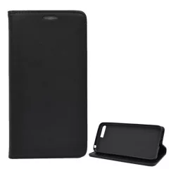   HUSĂ! - Carcasa in picioare, efect piele (FLIP, deschidere laterala, functie suport de masa) NEGRU Huawei Y6 (2018)