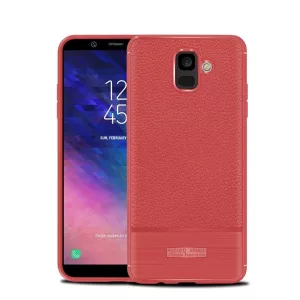 HUSĂ! - Husă silicon pentru telefon (rezistent la impact mediu, efect de piele, periat) PIROS Samsung Galaxy A6 (2018) SM-A600F