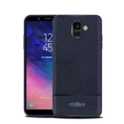   HUSĂ! - Protector de telefon din silicon (rezistenta la impact mediu, efect piele, periat) ALBASTRU INCHIS Samsung Galaxy A6 (2018) SM-A600F