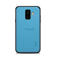   HUSĂ! - Protectie telefon din plastic MOFI BRIGHT SHIELD (cadru silicon, spate textil) ALBASTRU Samsung Galaxy A6 (2018) SM-A600F