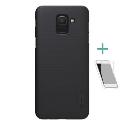   HUSĂ! - NILLKIN SUPER FROSTED plastic telefon protecție(cauciucat suprafață aspră + ecran protecțieFolie) negru Samsung Galaxy J6 (2018) SM-J600F