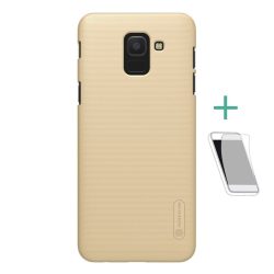   HUSĂ! - Protector de telefon din plastic NILLKIN SUPER FROSTED (cauciucat, suprafață aspră + folie de protecție a ecranului) GOLD Samsung Galaxy J6 (2018) SM-J600F