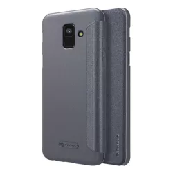   HUSĂ! - Protector de telefon din plastic NILLKIN SPARKLE (Flip cu efect piele din microfibră, deschidere laterală) NEGRU Samsung Galaxy A6 (2018) SM-A600F