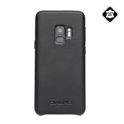   HUSĂ! - Protectie de telefon din plastic QIALINO (acoperire din piele naturala) NEGRU Samsung Galaxy S9 (SM-G960)