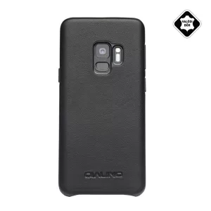HUSĂ! - Protectie de telefon din plastic QIALINO (acoperire din piele naturala) NEGRU Samsung Galaxy S9 (SM-G960)