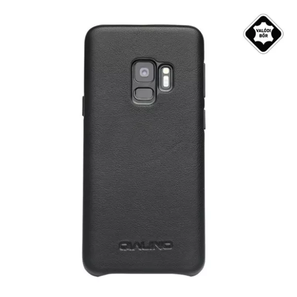 HUSĂ! - Protectie de telefon din plastic QIALINO (acoperire din piele naturala) NEGRU Samsung Galaxy S9 (SM-G960)