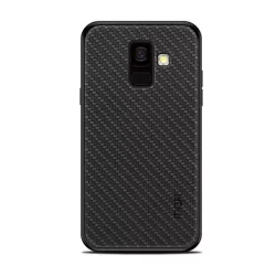   HUSĂ! - Protectie telefon din plastic MOFI HONOR (cadru silicon, spate cu efect piele, model impletit) NEGRU Samsung Galaxy A6 (2018) SM-A600F