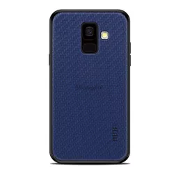   HUSĂ! - Protectie de telefon din plastic MOFI HONOR (cadru silicon, spate cu efect piele, model impletit) ALBASTRU INCHIS Samsung Galaxy A6 (2018) SM-A600F