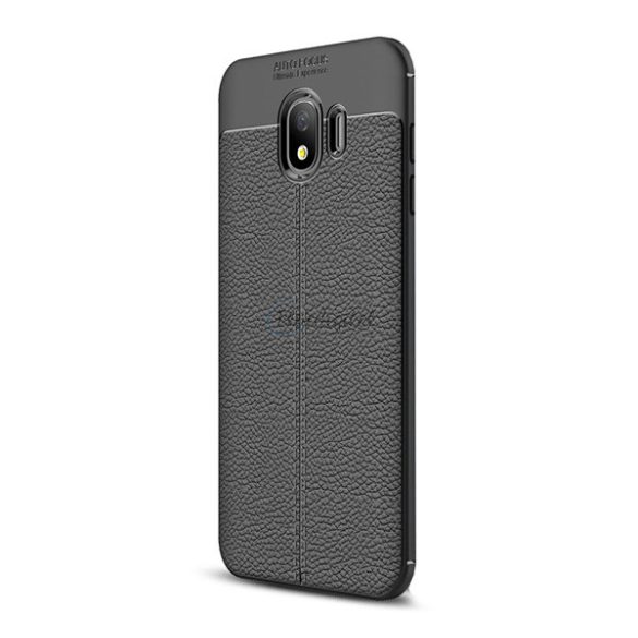 HUSĂ! - Protectie din silicon pentru telefon (rezistenta medie la impact, efect piele, model de cusaturi) NEGRU Samsung Galaxy J4 (2018) SM-J400F