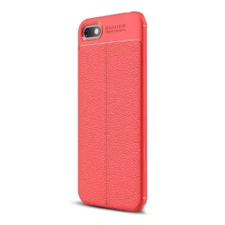   HUSĂ! - Protectie de telefon din silicon (rezistenta la impact mediu, efect piele, model de cusaturi) ROSU Huawei Y5 2018 (Y5 Prime 2018)