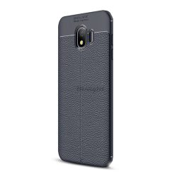   HUSĂ! - Protectie din silicon pentru telefon (rezistenta medie la impact, efect piele, model de cusaturi) ALBASTRU INCHIS Samsung Galaxy J4 (2018) SM-J400F