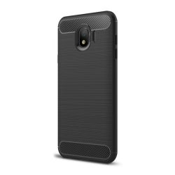   HUSĂ! - Husă silicon pentru telefon (rezistent la impact mediu, bubble heel, periat, model de carbon) negru Samsung Galaxy J4 (2018) SM-J400F
