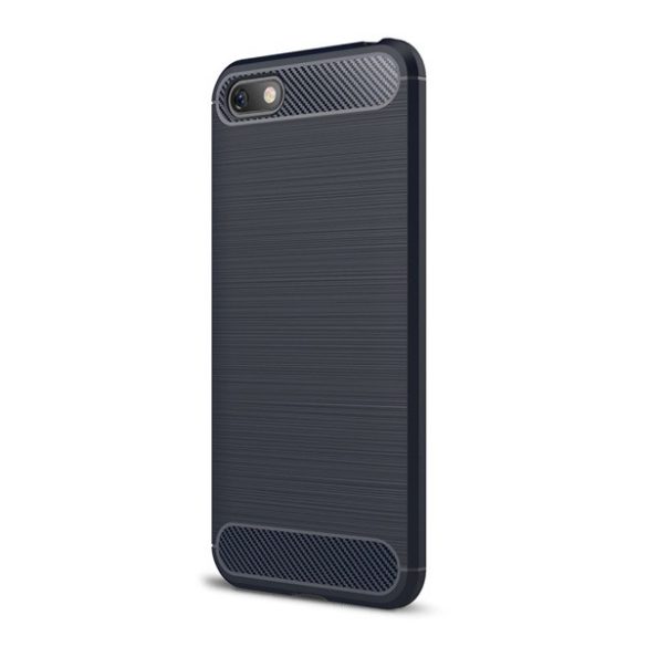 Husă silicon pentru telefon (rezistent la impact mediu, bubble heel, periat, model de carbon) Blocuri de tăiere Huawei Y5 2018 (Y5 Prime 2018)