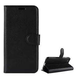   HUSĂ! - Husă stativă cu efect de piele (FLIP, deschidere laterală, desktop, premium) negru Huawei Y5 2018 (Y5 Prime 2018), Honor 7S