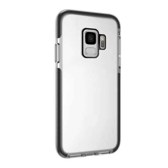 HUSĂ! - Protector de telefon din silicon 4-OK (rezistent mediu la impact, cadru cu perne de aer) NEGRU Samsung Galaxy S9 (SM-G960)