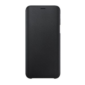Husă SAMSUNG în picioare (FLIP activ, deschidere laterală, suport card bancar, model carbon) NEGRU Samsung Galaxy J6 (2018) SM-J600F