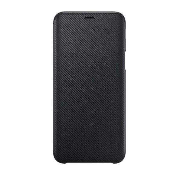 Husă SAMSUNG în picioare (FLIP activ, deschidere laterală, suport card bancar, model carbon) NEGRU Samsung Galaxy J6 (2018) SM-J600F