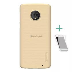   HUSĂ! - Protector de telefon din plastic NILLKIN SUPER FROSTED (cauciucat, suprafață aspră + folie de protecție a ecranului) GOLD Motorola Moto G6 Plus (XT1926)