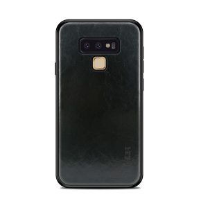 Protectie de telefon din plastic MOFI (cadru silicon, spate cu efect piele) NEGRU Samsung Galaxy Note 9 (SM-N960F)