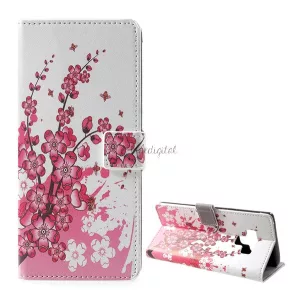 HUSĂ! - Carcasa in picioare, efect piele (FLIP, deschidere laterala, functie suport de masa, model de flori) ALB Samsung Galaxy Note 9 (SM-N960F)