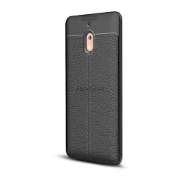   HUSĂ! - Protector de telefon din silicon (rezistenta la impact mediu, efect piele, model de cusaturi) NEGRU Nokia 2.1