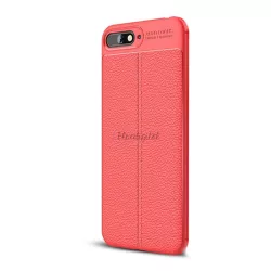   HUSĂ! - Protectie din silicon pentru telefon (rezistenta la impact mediu, efect piele, model de cusaturi) ROSU Huawei Y6 (2018)