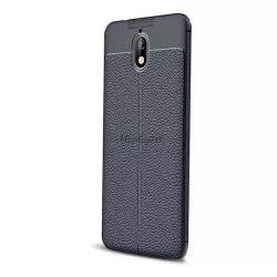   HUSĂ! - Protectie de telefon din silicon (rezistenta la impact mediu, efect piele, model de cusaturi) ALBASTRU INCHIS Nokia 3.1