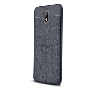 Protectie de telefon din silicon (rezistenta la impact mediu, efect piele, model de cusaturi) ALBASTRU INCHIS Nokia 3.1