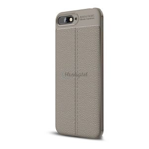Protectie din silicon pentru telefon (rezistenta la impact mediu, efect piele, model de cusaturi) GRI Huawei Y6 (2018)