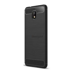   HUSĂ! - Protector de telefon din silicon (rezistență medie la impact, colț cu pernă de aer, periat, model carbon) NEGRU Nokia 3.1