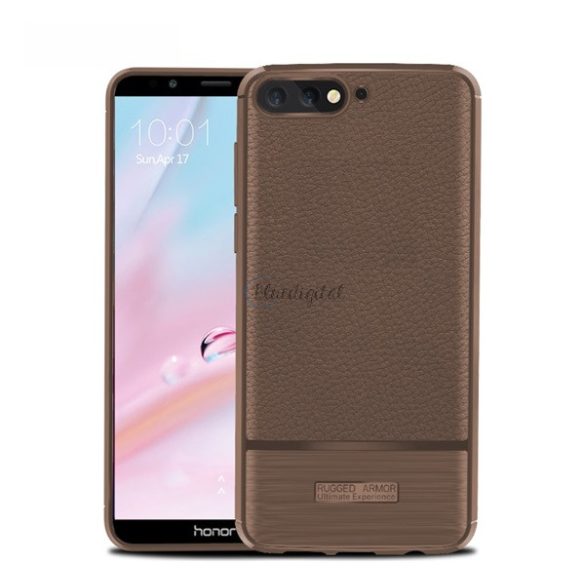 Protector de telefon din silicon (rezistenta la impact mediu, efect piele, periat) MARO Huawei Y6 (2018)